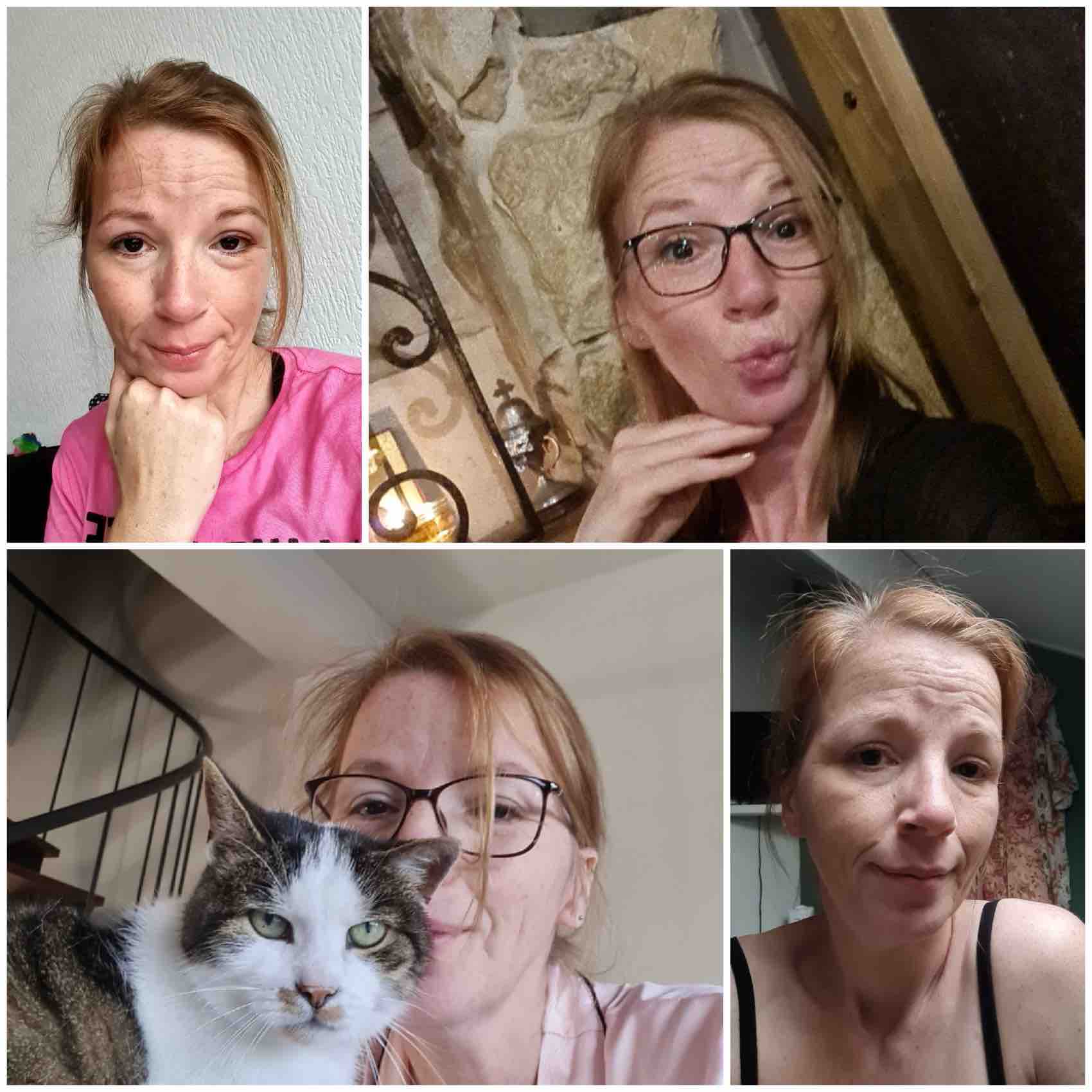 Op de foto 4 afbeeldingen van schrijfster Evelien die aangeven hoe zichtbaar en onzichtbaar ziek zijn eruit ziet.